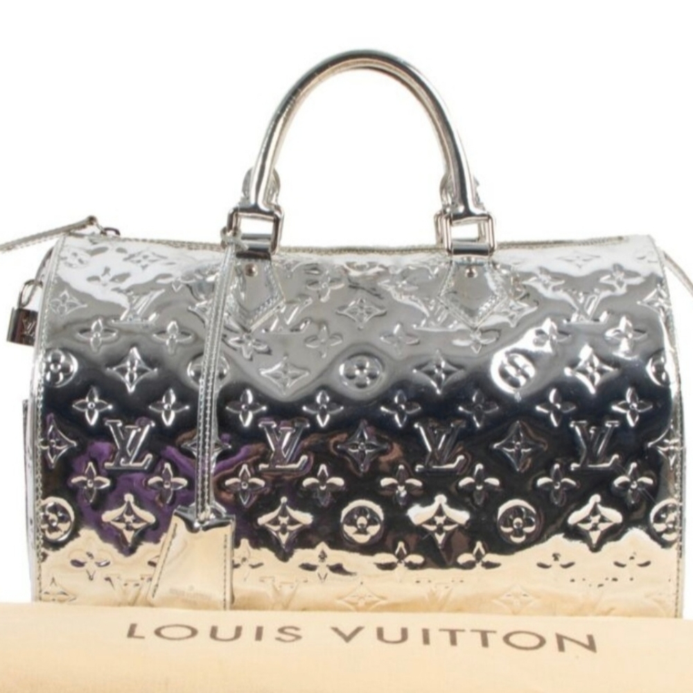 Louis Vuitton Limited Edition Silver Metallic Monogram Miroir Speedy 35 Bag. - Picture 16 of 16